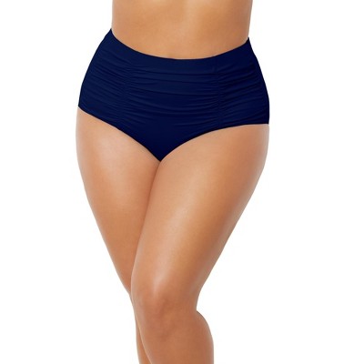 Swimsuits for All Shirred High Waist Swim Brief (Plus Sizes Available)