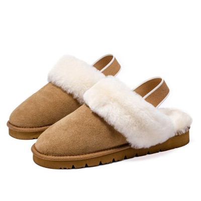 Women's Shearling and Suede Slingback Slippers CY2468