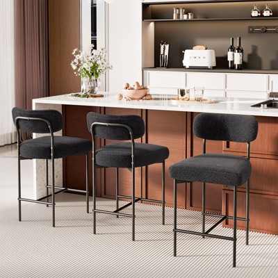 WARMOUNTS Set of 3 Upholstered Modern Counter Height Barstool