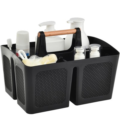 Aoibox Portable Shower Caddy Basket with Compartments, Plastic Divided Cleaning Caddy Organizer Storage Tote with Handle for Bathroom