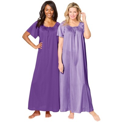 Only Necessities 2-Pack Long Silky Gown