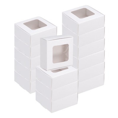 Unique Bargains Paper Party Favor Treats Candy Cookie Packaging with Clear Window Kraft Soap Boxes 16 Pcs