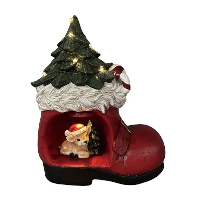 Transpac Light Up Spotted Deer Figurine in Boot Decorative Object for Christmas Indoor Use Battery Operated Gift