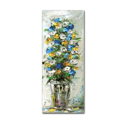 10" x 24" Spring Flowers in a Vase 2 by Hai Odelia - Trademark Fine Art: Giclee Botanical Canvas, Vertical Unframed