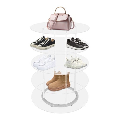 YIYIBYUS 5-Tier Free Standing Shoe Organizer for Entryway, Acrylic Rotating Shoe Rack