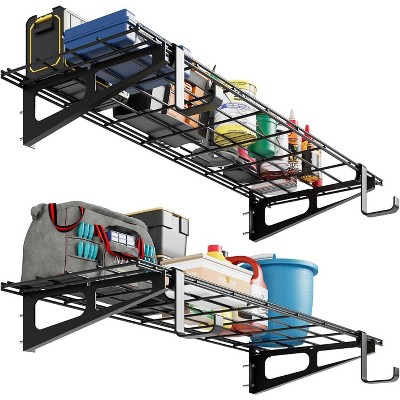 2 Pack Garage Wall Mounted Floating Storage Racks, Wall Mounted Garage Storage Racks, Shop, Carport, Garage
