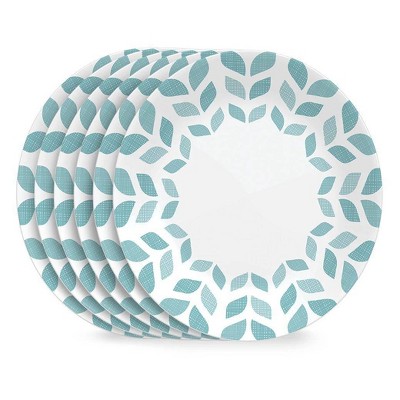 Corelle 8.5" 6pk Global Northern Pines Lunch Plate: Abstract Blue Vitrelle Salad Plates, Dishwasher-Safe, Service for 6