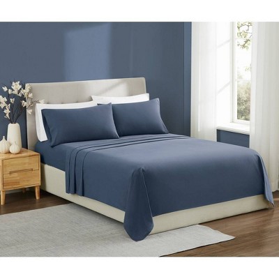 Brooklyn Loom Twin 3pc Essential Cotton Sheet Set Blue