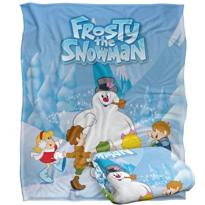 Kids' Frosty The Snowman Frosty And Kids Silky Touch Blanket White 36X58