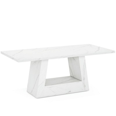 Resenkos Computer Desk, Office Desk, Study Desk,63" Wood Computer Desk, Faux Marble Executive Desk Office Desk,White