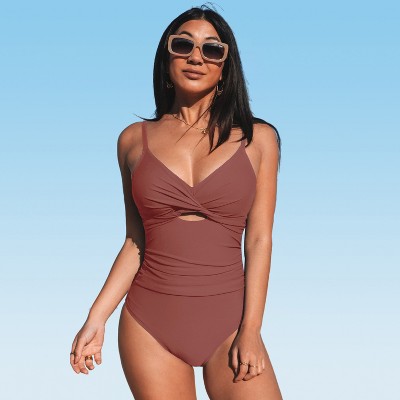 Women's Front Twist Cutout One Piece Swimsuit - Cupshe