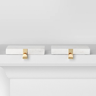 2pk Marble Christmas Stocking Holder White/Gold - Wondershop™