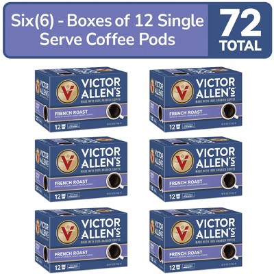 Victor Allen's Coffee, French Roast, Dark Roast, 72 Count (6 Pack, 12 Count), Single Serve Coffee Pods for Keurig K-Cup Brewers