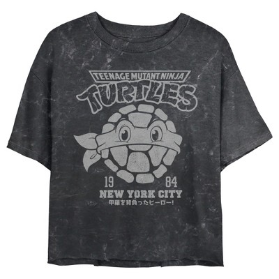 Juniors Womens Teenage Mutant Ninja Turtles New York City 1984 Logo Crop T-Shirt