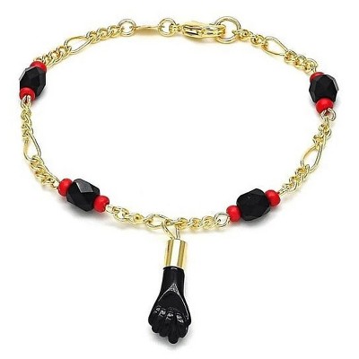 RMZ GOLD NYC Unisex 18K Gold Filled Azabache Black Hand Figa Kabbalah Baby Kid Women Men 6 Inches