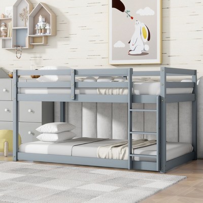 Kumasinova Sturdy Rubberwood Bunk Beds with Safety Guardrails&Ladder,Upper&Bottom Bed Platforms for Teens,Slatted Bunkbeds with 200lbs Max