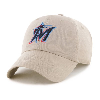 MLB Miami Marlins Khaki Clean Up Hat: Cotton Adjustable Baseball Cap