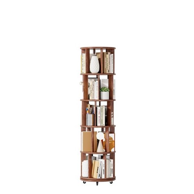 Kumasinova 100% Kid-Friendly Rubberwood Bookshelf Rotating Design,Durable Vertical Book Shelf Tower for Kids,360° Swivel Corner Bookshelf
