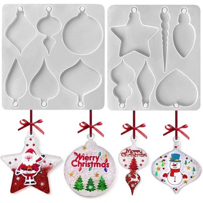 JDICTION Christmas Ornament Molds for Resin, Bauble Silicone Molds, Star Bulb Round Ornament Resin Mold