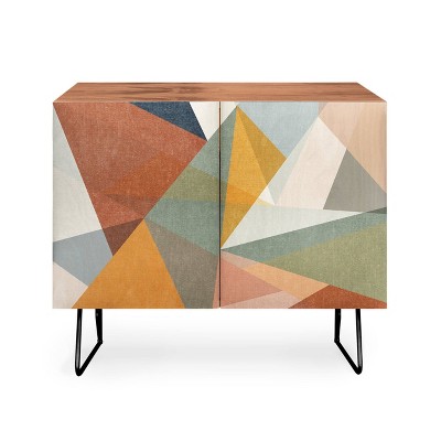 Little Arrow Design Co Modern Triangle Mosaic Credenza: Deny Designs Mid-Century Cabinet
