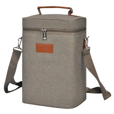 Tirrinia 4 Bottle Wine Tote Carrier, Leakproof Insulated Portable Versatile Canvas Carrying Cooler Tote Bag, Wine Essentials