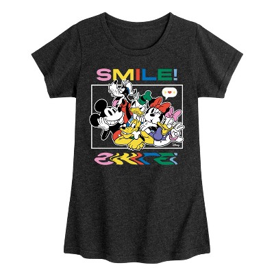 Girls' - Disney - Mickey, Minnie, Goofy, Donald Duck, Daisy & Pluto Photo Fitted Short Sleeve Graphic T-Shirt