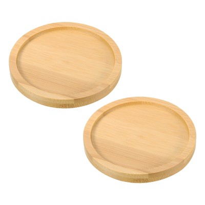 Unique Bargains Bamboo Wood Saucer, Round Plant Tray Bonsai Succulent Pot