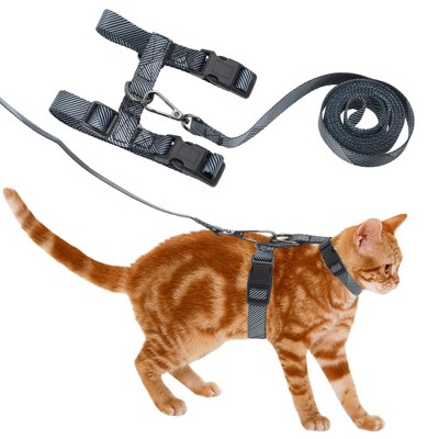 Unique Bargains Escape Proof Lightweight Cat Harness and Leash Set for Large and Small Cat Travel Walking Gray