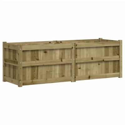 vidaXL Raised Flower Bed Rectangular Garden Planter - Outdoor Patio Flower Box - Brown Impregnated Pinewood - 59.1" x 19.7" x 19.7"