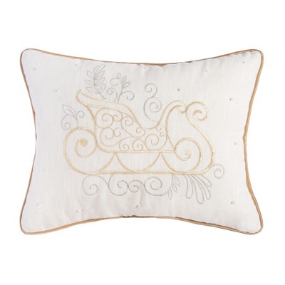 C&F Home Golden Champagne Sleigh Embroidered Accent Pillow, 12" x 16" for Christmas