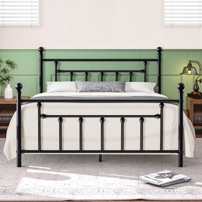 VECELO Twin/Full/Queen Metal Platform Bed Frame with Headboard and Footboard, Industrial Bed Frame, No Box Spring Needed, Storage Space