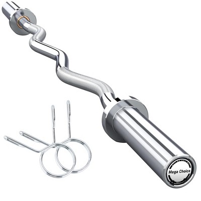 Olympic EZ Curl Barbell Bar, 47" EZ Curl Bar for Weight Lifting, Biceps, triceps, Back/Leg Muscle Group exercise (500lb Weight Capacity)