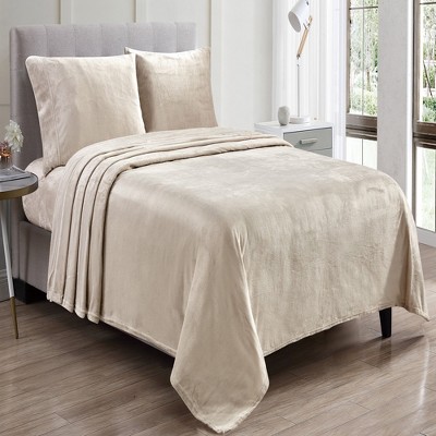 Plazatex Kansas Wrinkle Resistant Ultra Soft Solid All Season Sheet Set, Light Brown