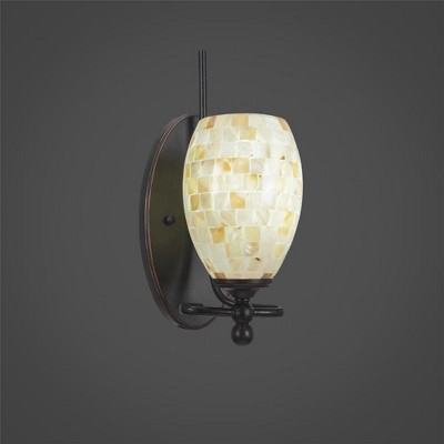 Toltec Lighting Capri 1 - Light Sconce in  Dark Granite with 5" Ivory Glaze Seashell Shade