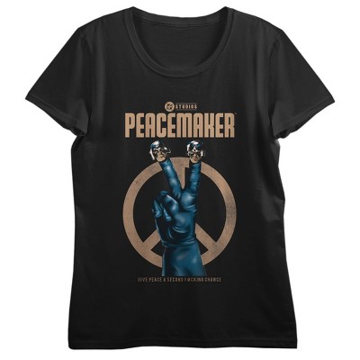 Peacemaker TV Series DC Comics Character, American Superhero, Eat Peace, Give Peace a Second F*#ckers Chane, Icon, Finger Head, on Black Short Sleeve