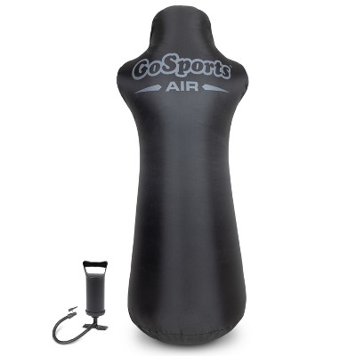 GoSports Football Blocking and Tackling Dummy with Water Weighted Base - Football Training Equipment for Practice - 6 ft Tall Inflatable - Black