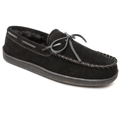 Minnetonka Men's Suede Pile Lined Hardsole Moc Slipper