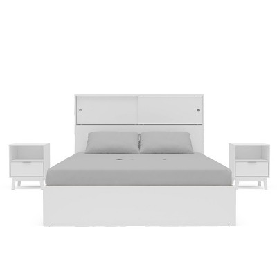 Polifurniture 4pc Full Victoria Bedroom Set White: Modern Style, Includes Frame & 2 Nightstands