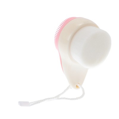 Unique Bargains Soft ABS Silicone Nylon Wool Cleansing Brush Small Double Side 2.80"x1.81" 1 Pc