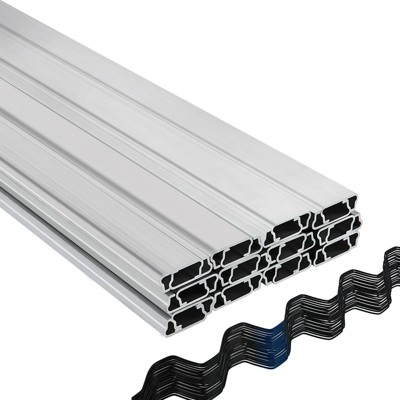 VEVOR Spring Wire and Lock Channel, 6.56ft Spring Lock & U-Channel Bundle, 40 Packs PE Coated Spring Wire & Aluminum Alloy Channel, Silver