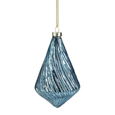 Northlight 4.75" Blue Glitter Swirl Glass Christmas Pendant Ornament