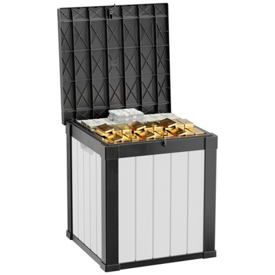 INFURNIC Deck Boxes, Portable Box Container with Handle for Storage Patio Furniture, Garden Tools, Pool Supplies, Multicolored, 22.1"*22.1"*24.2"