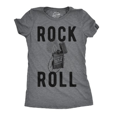 Womens Rock and Roll Lighter T Shirt Funny Music Concert Tee for Ladies - Crazy Dog Women's T Shirt For Music Lovers
