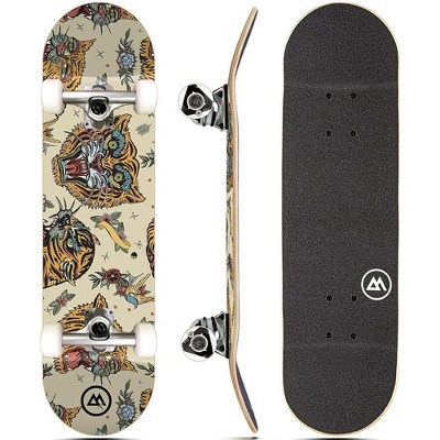 Magneto Skateboard | Maple Wood | ABEC 5 Bearings | Double Kick Concave Deck | For Beginners, Teens & Adults (Jacsen Tigerblood)