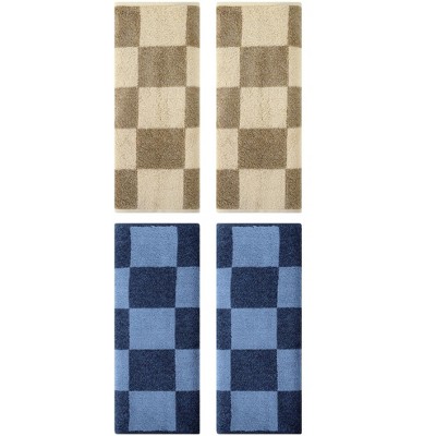 REGALWOVEN Checkered Cotton Face Bathroom Decorative Hand Towels 4 Packs
