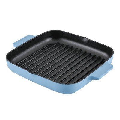 KitchenAid 11" Enameled Cast Iron Square Grill and Roasting Pan - Blue Velvet