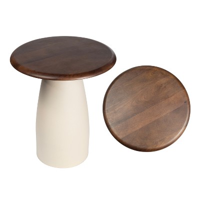 JONATHAN Y Otto 18" Modern Rustic Round Wood/Metal Accent Table