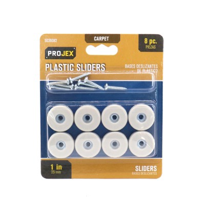Projex - Screw-On - Plastic - Heavy Duty Glide - White - 1 in. - 8 Pack