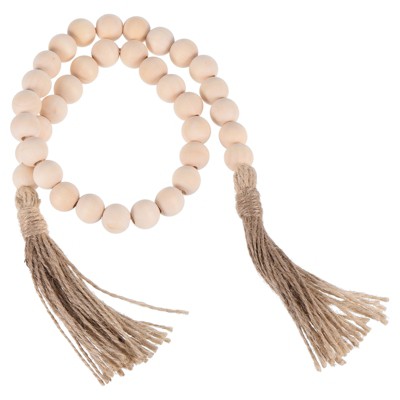 Unique Bargains Farmhouse Wood Bead Garland Home Decor with Tassels