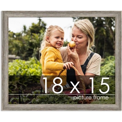 PosterPalooza | 18x15 Thin Barnwood Picture Frame, UV Acrylic, 2 Finishes - Grey and Black